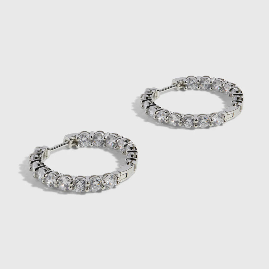 DRAE COLLECTION - Crystal Hoops Argent