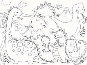 Casse-tête à colorier lavable - L'ère des dinosaures - Funny Mat