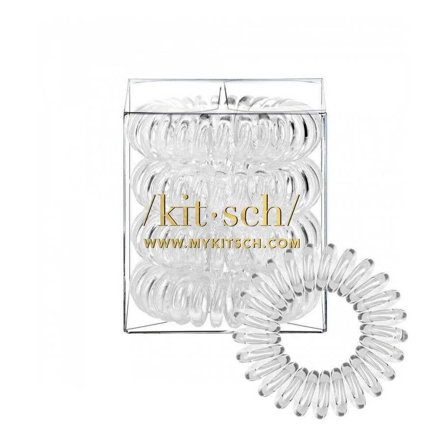 KITSCH - Lot de 4 élastiques à cheveux en spirale - Transparent