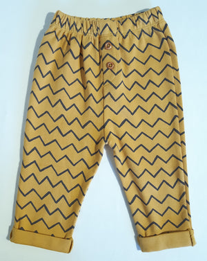 Pantalons coton bio - Chevrons jaune - B'Organic