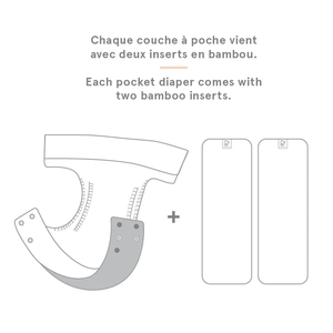 Couche à poche - avec 2 inserts en bambou - Taille unique - Brindilles - La Petite Ourse