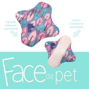 Serviettes hygiéniques - Face de pet