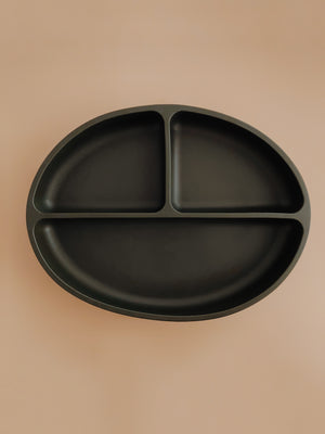 Assiette compartimenté en silicone avec ventouse à la base - Pois & Moi - Charcoal